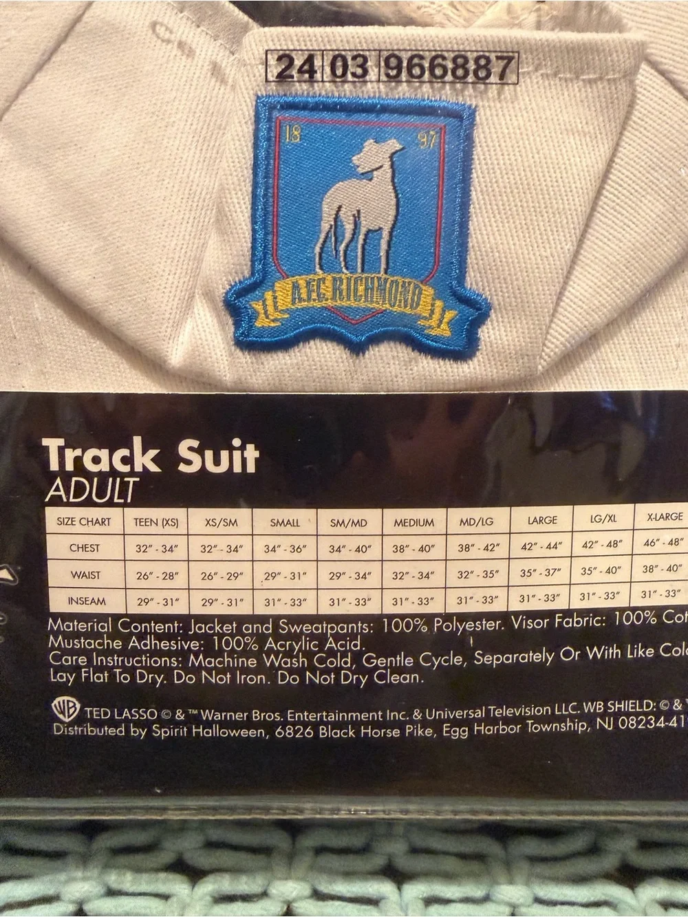 Ted Lasso -  Blue Track Suit Costume with Accessories- NWT adult Med